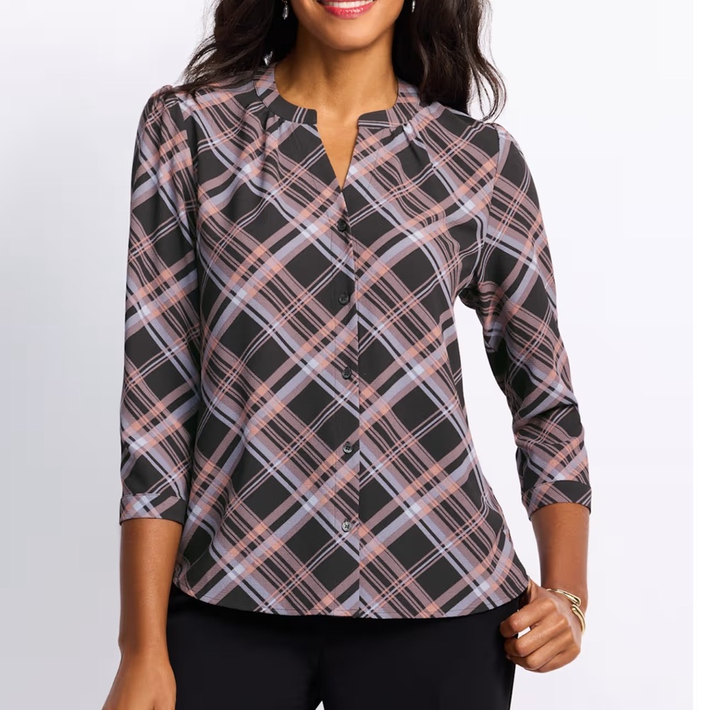 Montgomery Post Miranda Button Down Blouse in black, size L